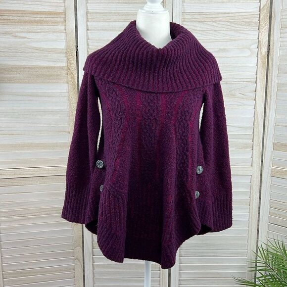 Anthropologie Angel of the North Wool Blend Cowl Neck Poncho Sweater XS - Picture 1 of 14